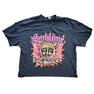 SUBLIME x Womens Cropped Band T-Shirt Size XL Oversized Grunge